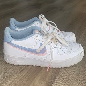 Blue and Pink Nike Air Force Ones